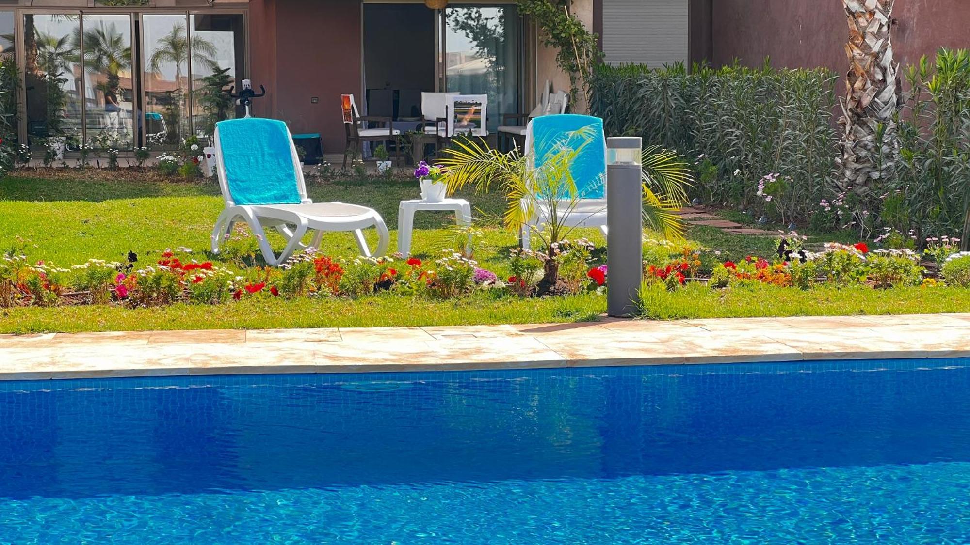 Appartement De Luxe Avec Jardin Vue Sur La Piscine Golf Securise 24H Sur 24 A 5 Minutes De L Aeroport Marrakesch Exterior foto